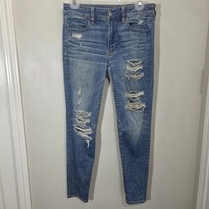 ⭐️American Eagle Blue Distressed Jeggings Size 4